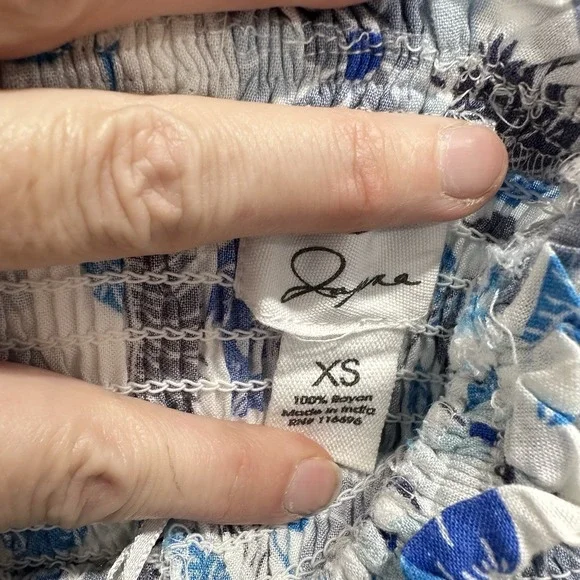 Japna Sz XS Blue White Strapless Maxi Dress Smocked Coastal Beach Resort - Picture 3 of 6